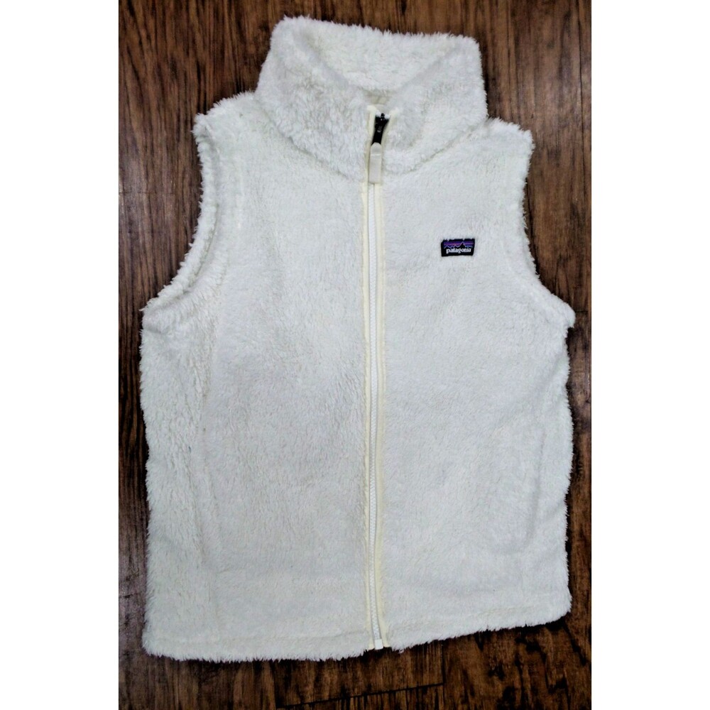 Patagonia Los Gatos Girls Sherpa Vest Size 14 XL Sleeveless White 17x22